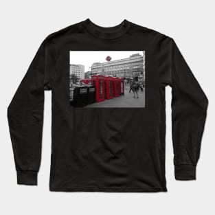 Red London Phone Booth Charing Cross Long Sleeve T-Shirt